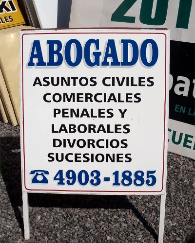 cartel tipo libro para vereda ABOGADO en zona oeste